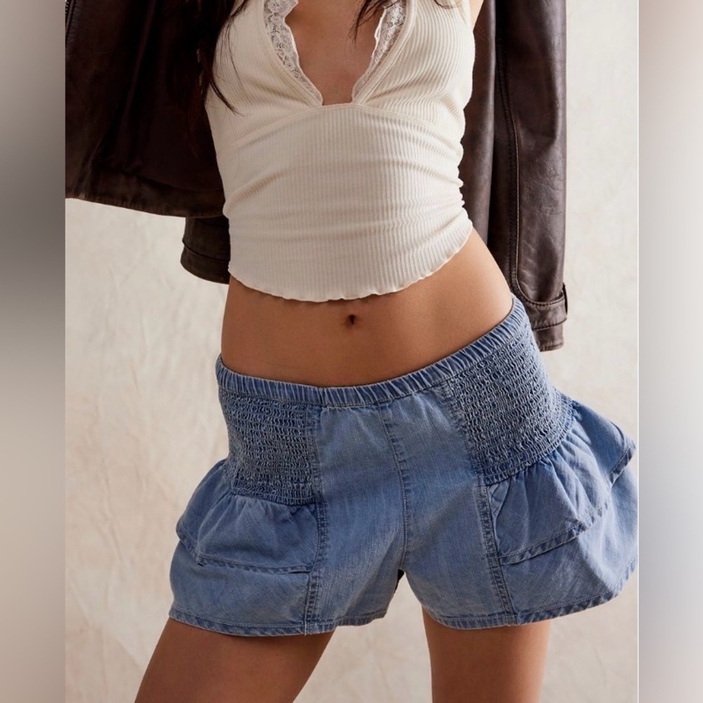 We The Free Light Blue Denim Shorts